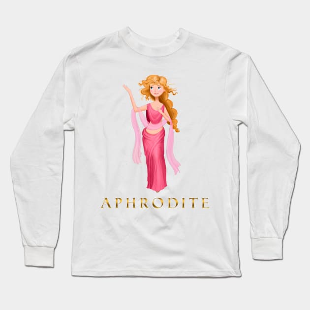 Aphrodite Greek Goddess Long Sleeve T-Shirt by SybaDesign